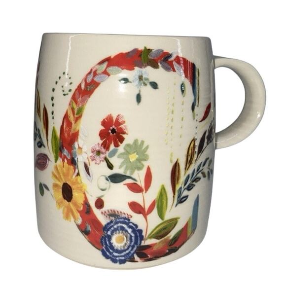 Anthropologie - C, Mug Starla M Halfmann Gorgeous Floral Palette Monogram - Picture 1 of 6